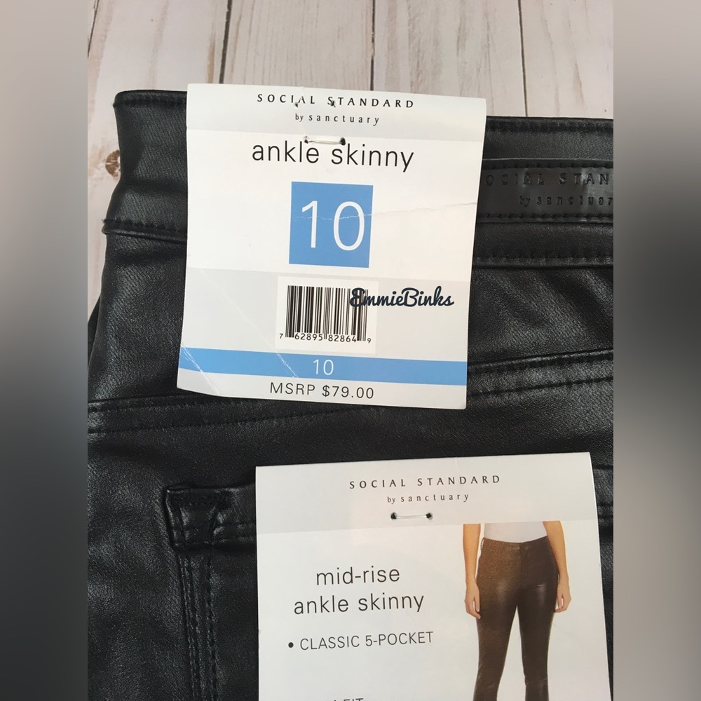 NWT Revolve X Sanctuary Social Standard Black Coated Wax Skinny Jeans - Picture 9 of 12